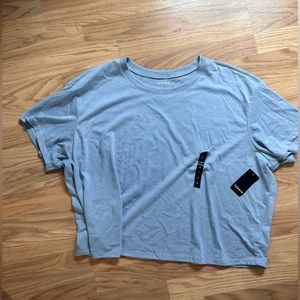 Blue oversized cropped t shirt